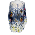 100% Viscose and Cotton Floral and Butterfly Watercolour Print Floaty Chiffon Top (Size:8-16) - Navy