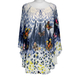 Viscose and Cotton Floral and Butterfly Watercolour Print Floaty Chiffon Top - Navy