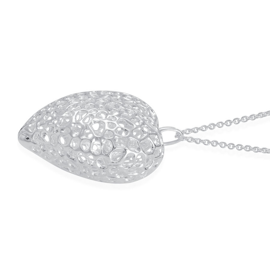 RACHEL GALLEY Sterling Silver Amore Heart Lattice Necklace (Size 30), Silver wt 28.02 Gms.