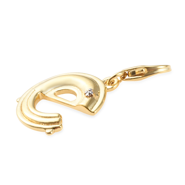 Diamond (Rnd) Initial E Charm in 14K Gold Overlay Sterling Silver