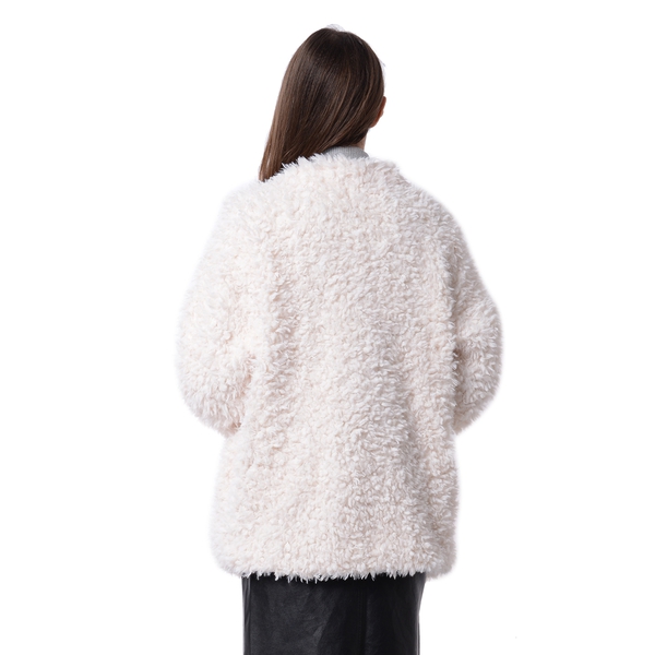 Faux Fur Long Sleeves Short Coat Size L - XL in Off White Colour