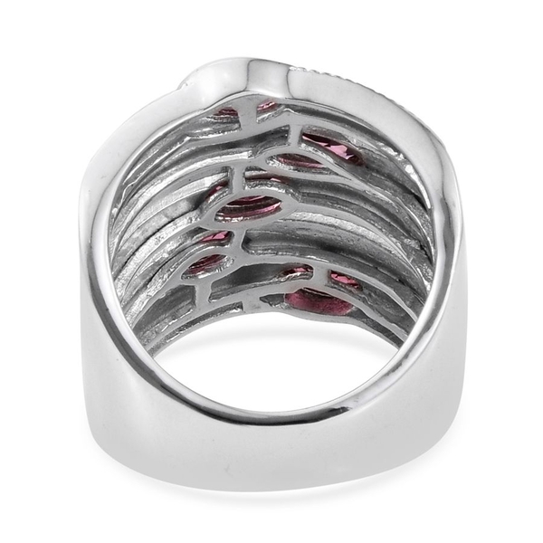 Rhodolite Garnet (Mrq) 5 Stone Ring in ION Plated Platinum Bond 1.500 Ct.