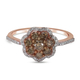 9K Rose Gold SGL Certified Natural Champagne Diamond (I3) and White Diamond (I3/G-H) Floral Ring 1.0