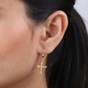 14K Gold Overlay Sterling Silver Lever Back Cross Earrings