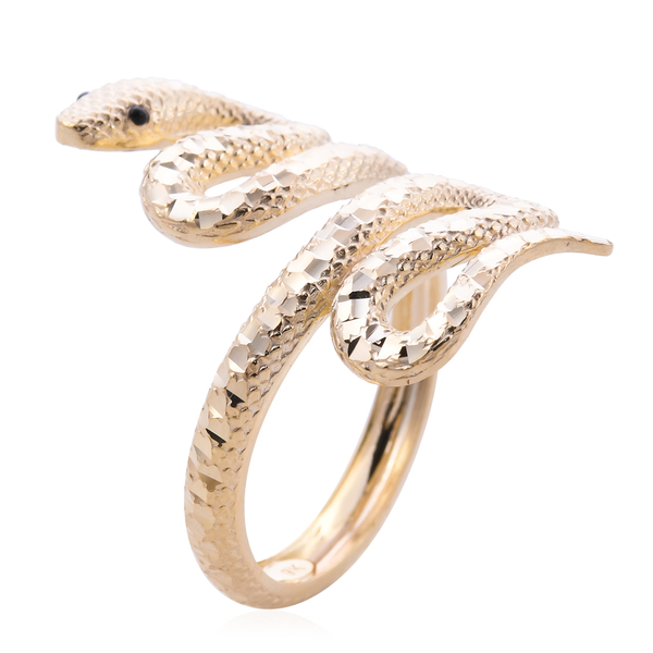 One Time Close Out Deal - 9K Yellow Gold Enamelled Serpent Ring