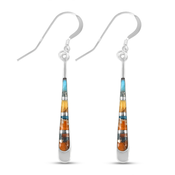 Santa Fe Collection - Spiny Turquoise Hook Earrings in Sterling Silver