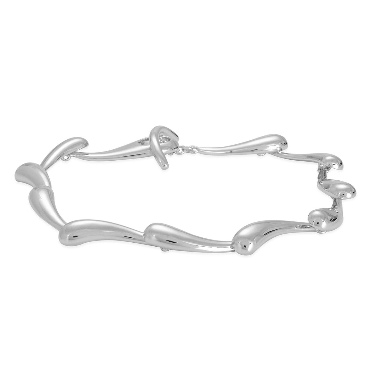 LucyQ Ripple Collection Rhodium Plated Sterling Silver Bracelet (Size 7.5) 13.15 Gms.