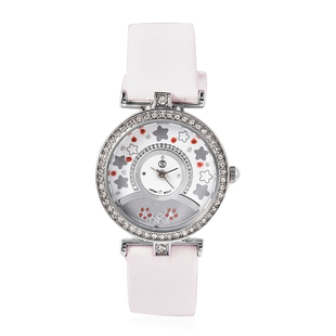 Pink Swarovski Crystal  Ladies Watch Pure White Stainless Steel  0.00 ct  0.001  Ct.