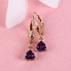 Amethyst Lever Back Earrings in 14K Gold Overlay Sterling Silver 1.39 Ct