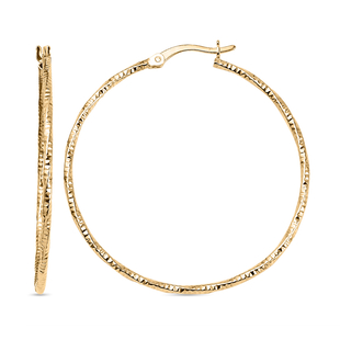 Yellow Gold Overlay Sterling Silver Hoop Earrings With Clasp