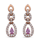 Pink Sapphire and Natural Cambodian Zircon Dangle Earrings (with Push Back) in Rose Gold Sterling Si