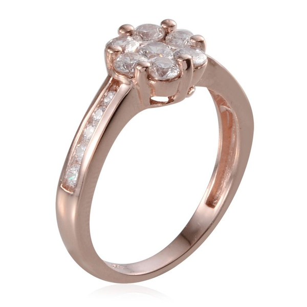 Lustro Stella - Rose Gold Overlay Sterling Silver (Rnd) Ring Made with Finest CZ 1.452 Ct.