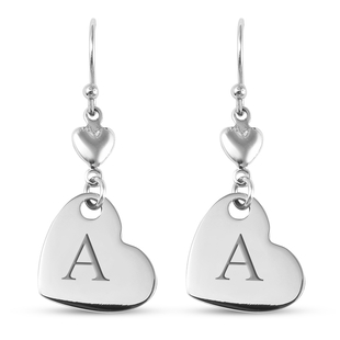 Personalised Engravable Double Heart Drop Earrings in Silver Tone