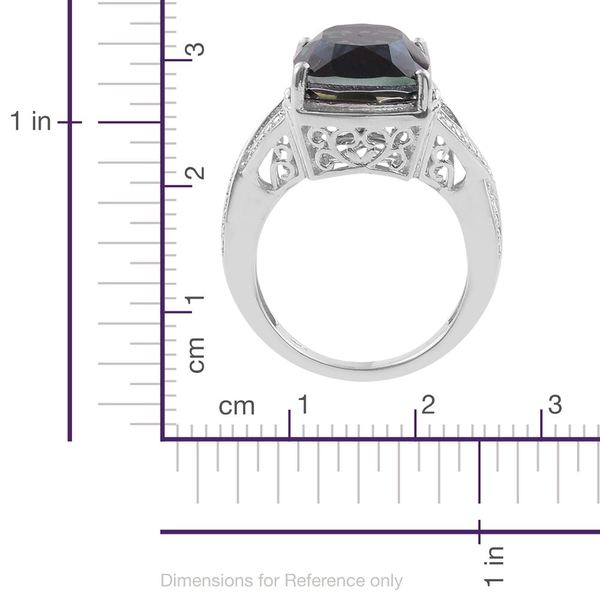Indicolite Quartz (Cush) Ring in Platinum Overlay Sterling Silver 11.000 Ct.