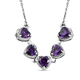 Simulated Amethyst Heart Pendant Cum Necklace With Magnet (Size - 18) in Platinum Overlay Sterling Silver