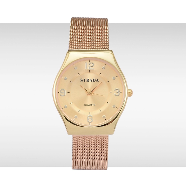 STRADA Japanese Movement Water Resistant Watch in Gold Tone with Stainless Steel Back