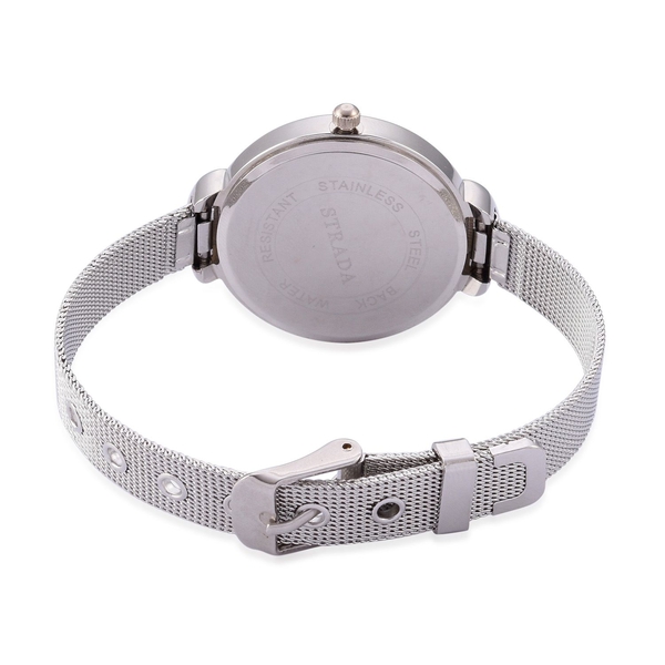 STRADA Japanese Movement Stardust Dial Water Resistant Watch in Silver Tone with Stainless Steel Back and Chain Strap