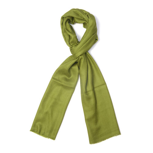 100% Cashmere Wool Olive Green Colour Ultra Soft Scarf - 3158802 - TJC