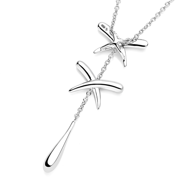 LucyQ Kiss Collection - Rhodium Overlay Sterling Silver Pendant with Chain (Size 16/18/20) with Lobster Clasp