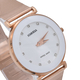 JOWISSA SWISS Ronda Diamond Cut and Crystal Studded White Enamel Dial FACET Watch with Rose Gold Tone Mesh Band