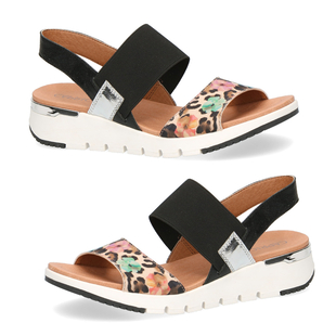Caprice Floral Detailing Open-toe Sandals in Leo and Black