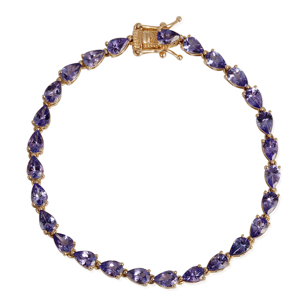 9K Y Gold AA Tanzanite (Pear) Bracelet (Size 7.5) 10.000 Ct.
