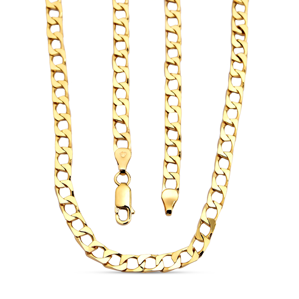 Hatton Garden Close Out - 9K Yellow Gold Curb Necklace (Size - 22) With Lobster Clasp, Gold Wt. 17.10 Gms