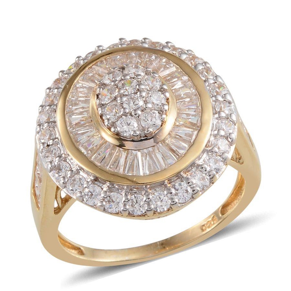 Lustro Stella - 14K Gold Overlay Sterling Silver (Rnd) Ring Made with Finest CZ 2.660 Ct.