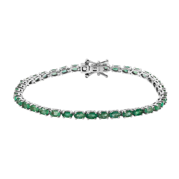 Kagem Zambian Emerald Bracelet (Size - 7.5) in Platinum Overlay Sterling Silver 7.33 Ct, Silver Wt. 