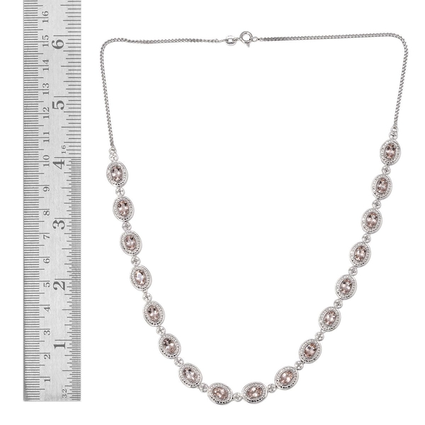 Marropino Morganite (Ovl), Diamond Necklace (Size 18) in Platinum Overlay Sterling Silver 5.260 Ct.