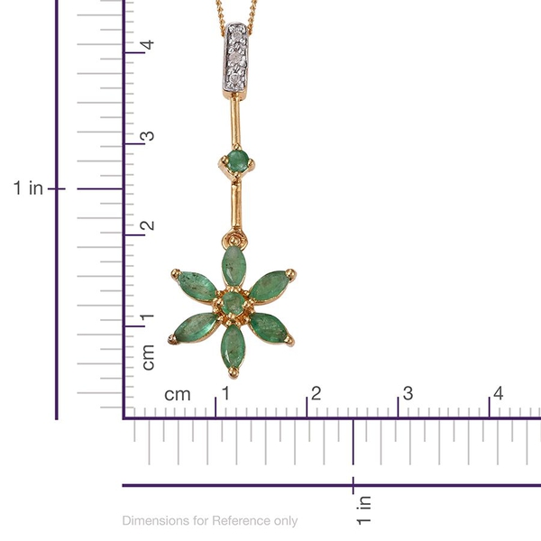 Kagem Zambian Emerald (Mrq), Diamond Pendant With Chain in 14K Gold Overlay Sterling Silver 0.870 Ct.