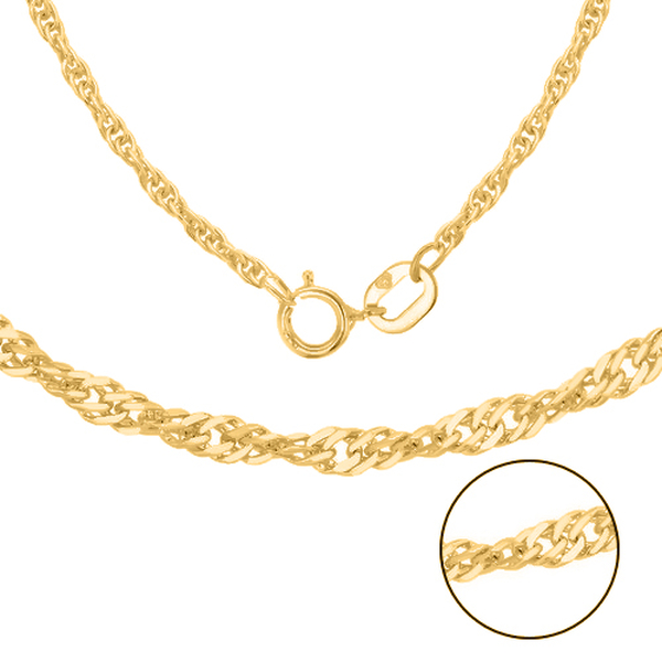 ILIANA 18K Yellow Gold Twisted Curb Chain (Size 16) With Spring Ring Clasp.