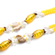 Yellow Murano Glass Style Beads, White Austrian Crystal, Red Garnet and Multi Gemstone Necklace (Size 28 with 3 inch Extender) in Silver Tone