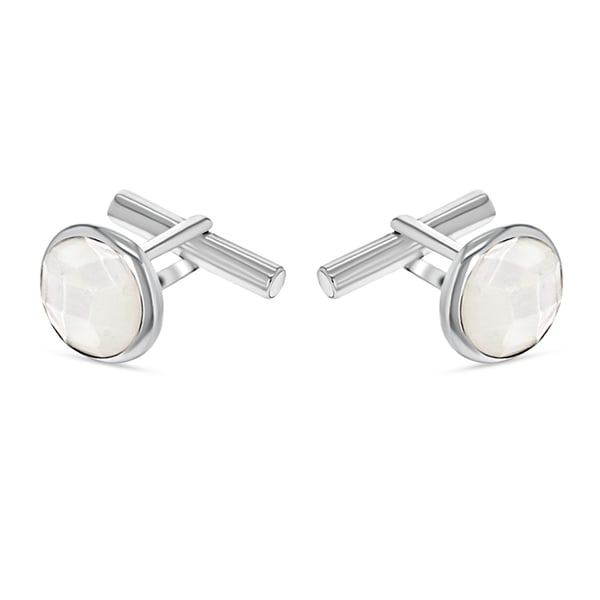 One Time Deal - Sterling Silver Mother Of Pearl Cufflinks, Silver Wt 7.80 Gms.