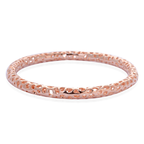RACHEL GALLEY Rose Gold Overlay Sterling Silver Allegro Bangle (Size 7.5), Silver wt 17.20 Gms.