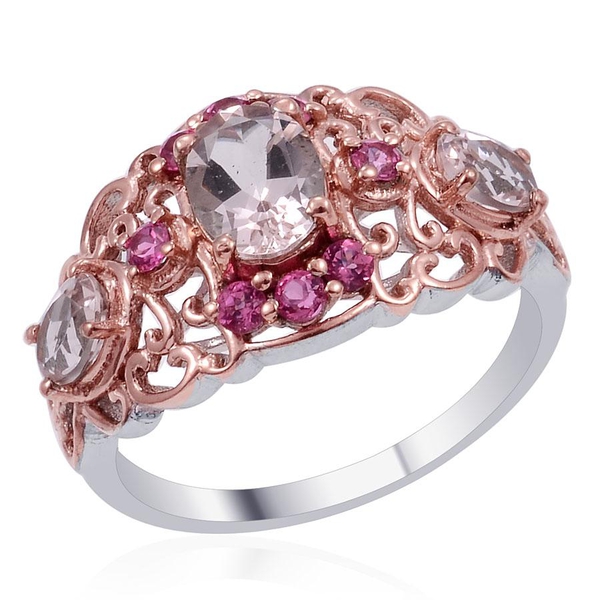 Designer Collection Marropino Morganite (Ovl 1.15 Ct), Mahenge Pink Spinel Ring in 14K RG and Platin