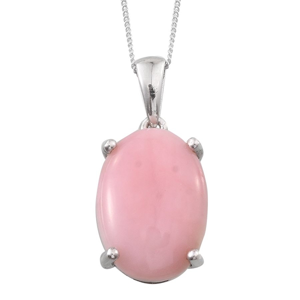 Peruvian Pink Opal (Ovl) Pendant With Chain in Platinum Overlay Sterling Silver 11.500 Ct.
