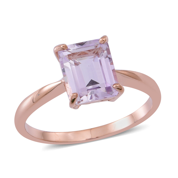 Rose De France Amethyst (Oct) Solitaire Ring in Rose Gold Overlay Sterling Silver 3.000 Ct.