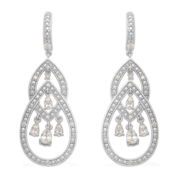 Zirconia (Pear) Dangle Earrings in Platinum Bond 2.280 Ct.