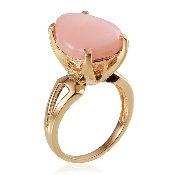 Peruvian Pink Opal (Pear) Solitaire Ring in Yellow Gold Overlay Sterling Silver 7.000 Ct.