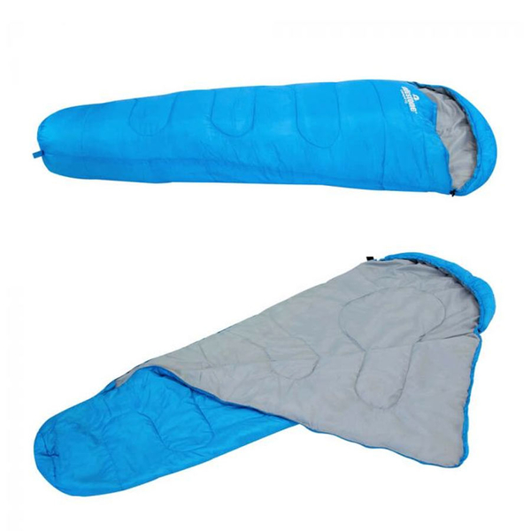 Mummy Sleeping Bag in Blue & Grey - Single - 2 Seasons (210x52x72 Cm)