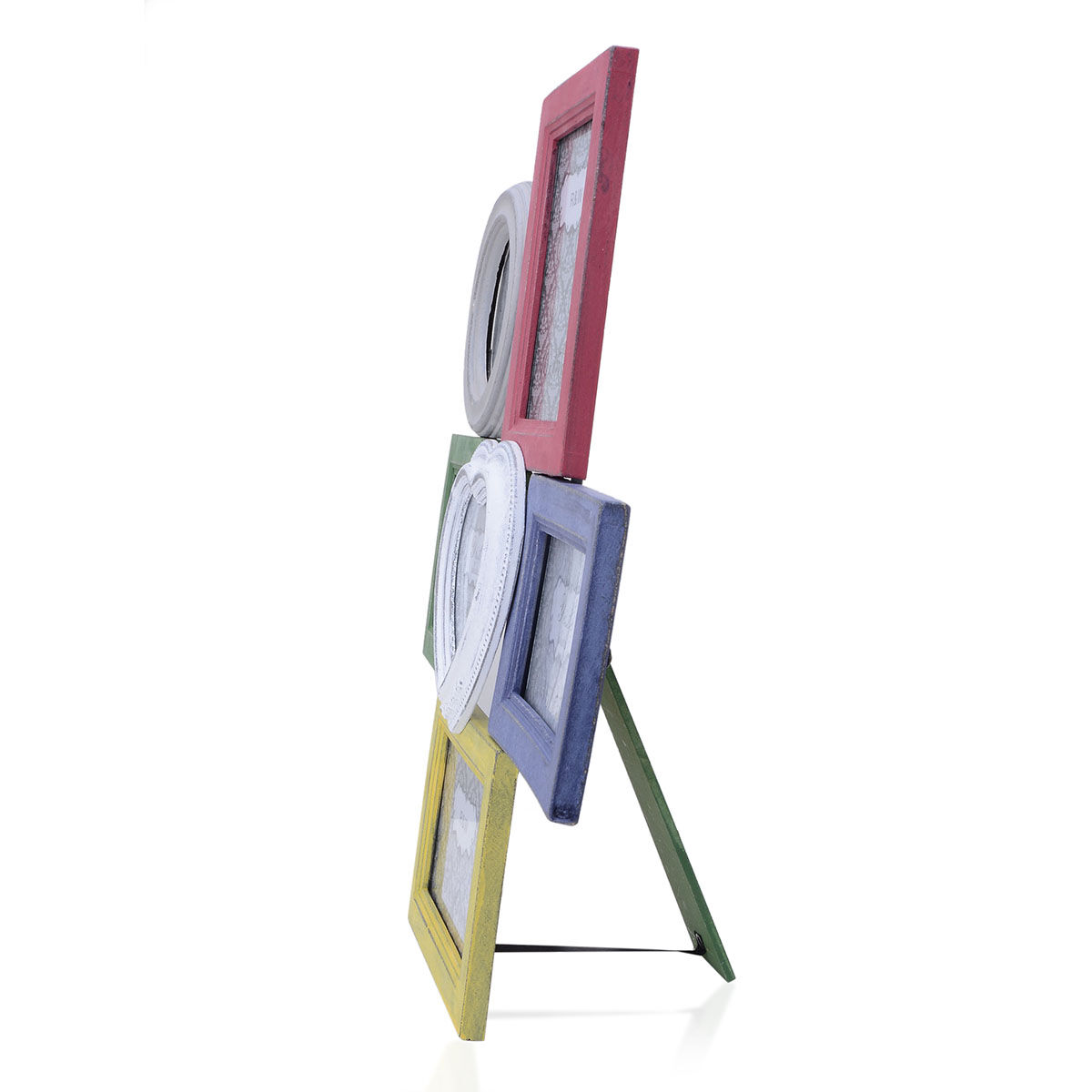 Home Decor  - Multi Colour Wooden Heart, Rectangle, Circle and Square Shape Photo Frame Collage