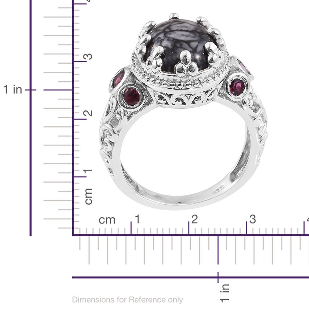 Austrian Pinolith (Ovl 6.25 Ct), Rhodolite Garnet Ring in Platinum Overlay Sterling Silver 7.000 Ct.