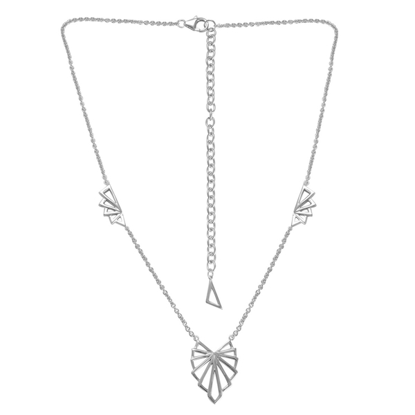 LucyQ Art Deco Necklace (Size 18 with 2 inch Extender) in Rhodium Plated Sterling Silver 13.20 Gms.