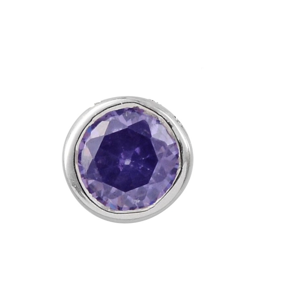 AAA Simulated Tanzanite (Rnd) Solitaire Pendant in Platinum Overlay Sterling Silver