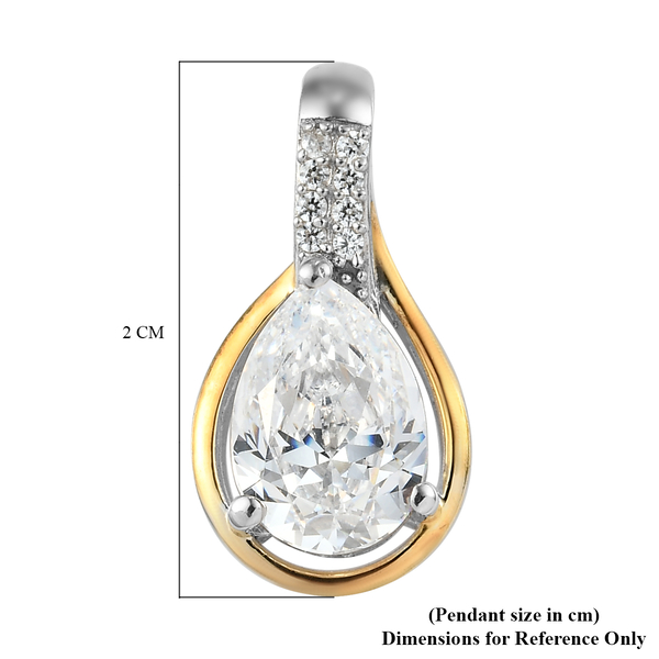 Lustro Stella Platinum and Yellow Gold Overlay Sterling Silver Pendant Made with Finest CZ 3.83 Ct.