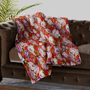  Luxurious Super Soft Floral Pattern Flannel Blanket - Red