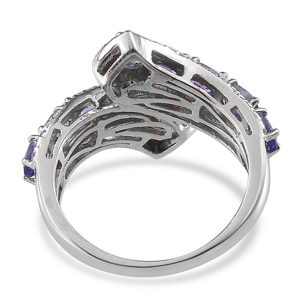 Tanzanite (Ovl) Crossover Ring in Platinum Overlay Sterling Silver 1.750 Ct.
