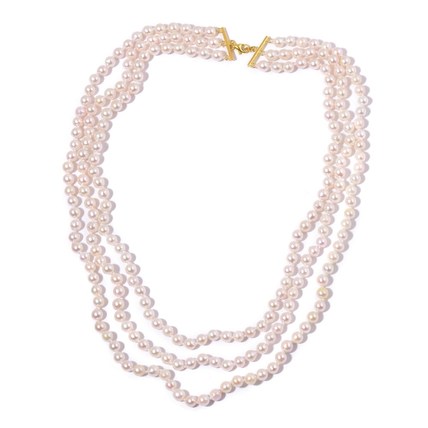 ILIANA Japanese Akoya Pearl 3 Strand Necklace in 18K Gold 19 inch