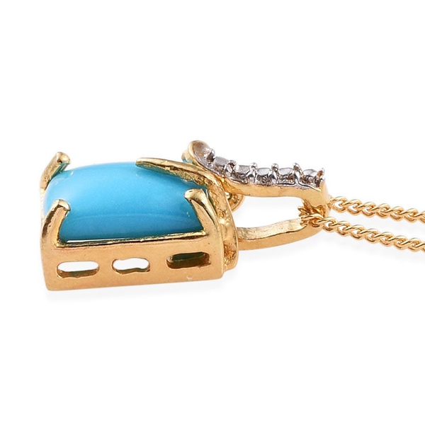 Arizona Sleeping Beauty Turquoise (Oct) Solitaire Pendant With Chain in 14K Gold Overlay Sterling Silver 1.250 Ct.